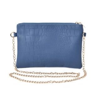 Blue crocodile pattern hand bag